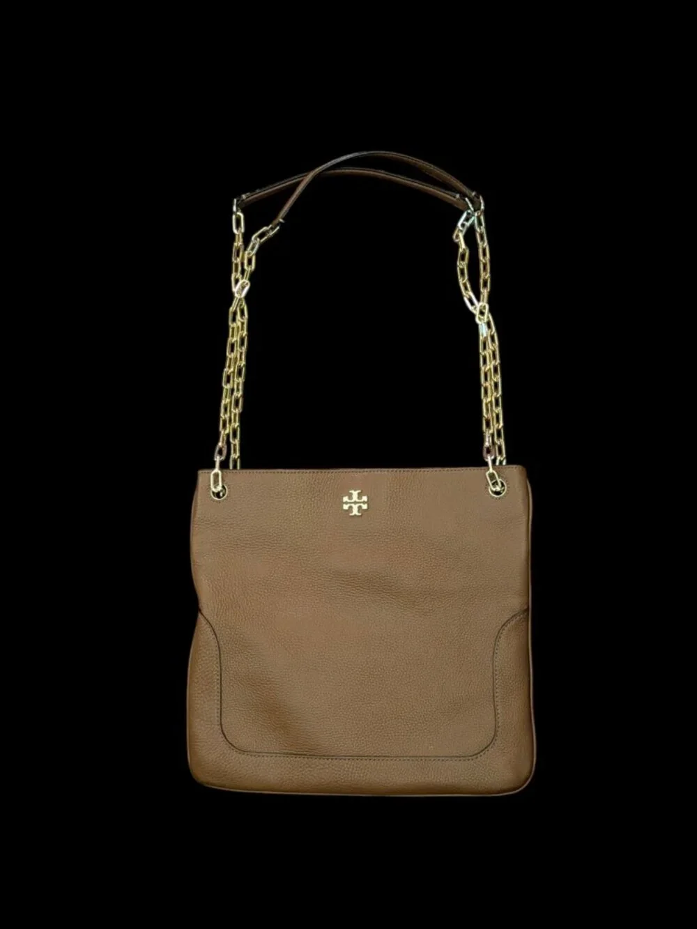 Tory Burch Marsden Swing Pack Light Brown Leather Shoulder Bag Gold Hardware